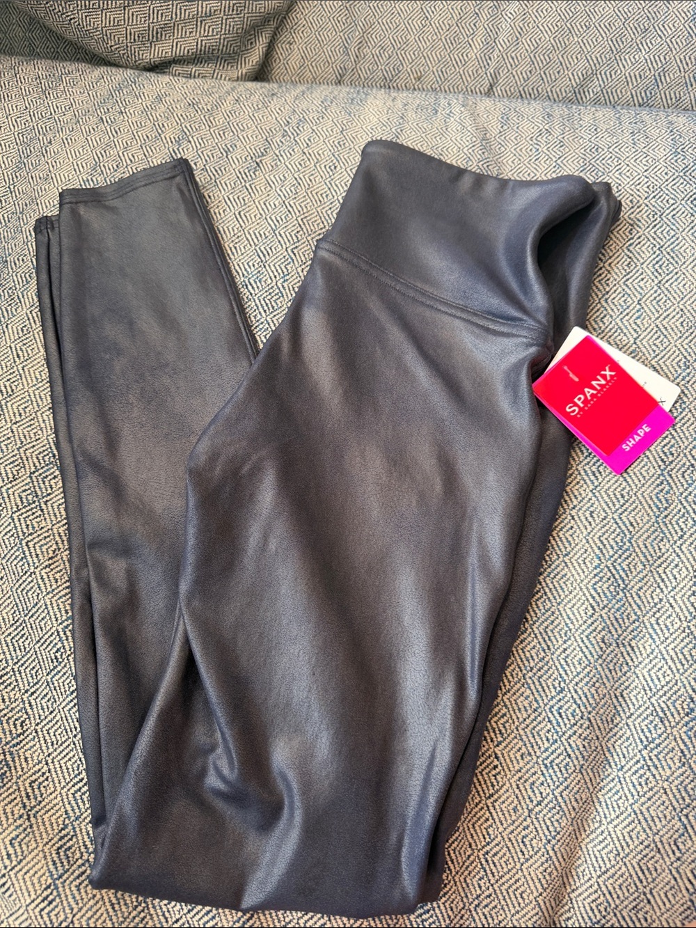 SPANX Faux Leather High-Waist Jeggings - Navy